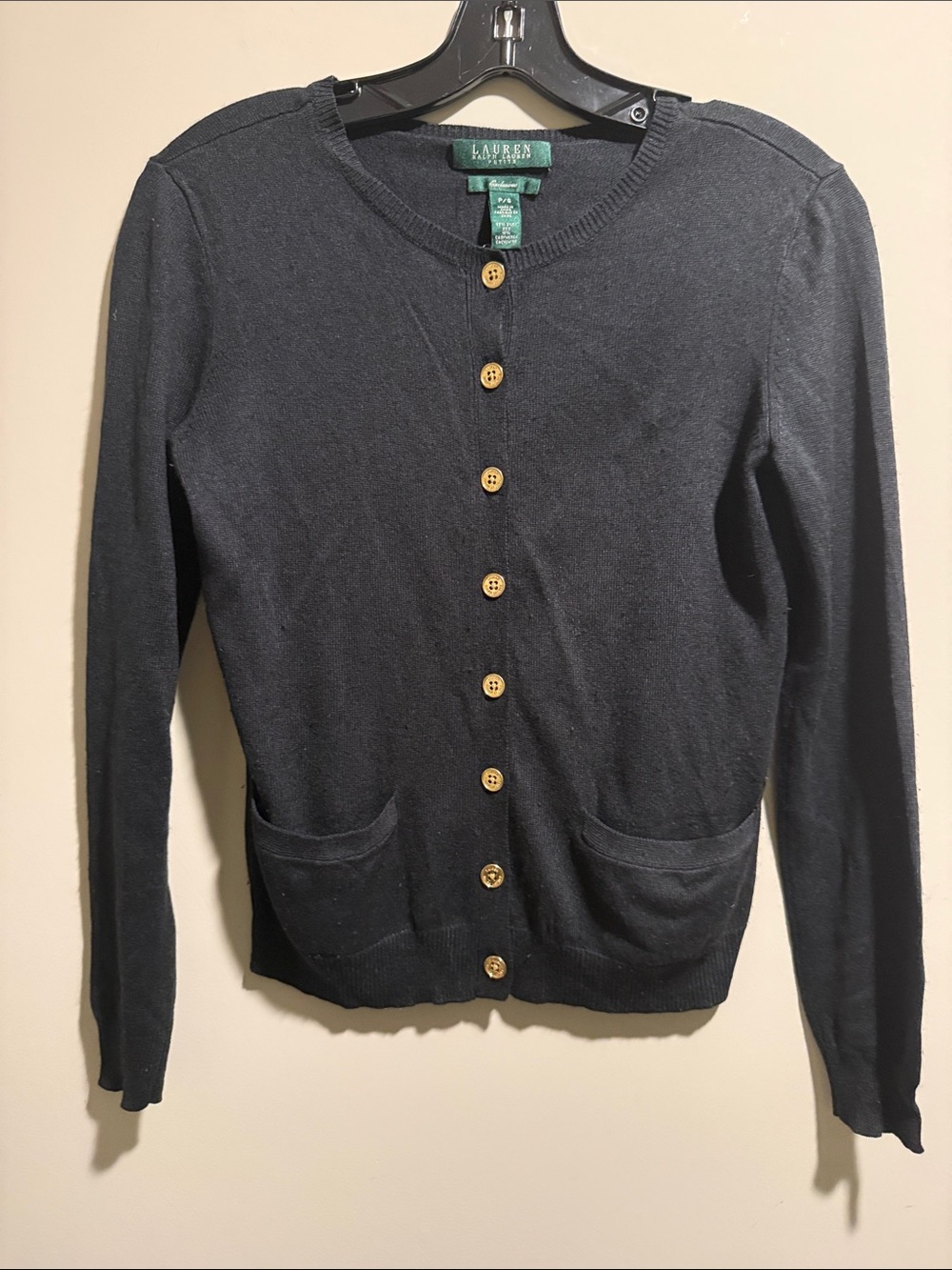 Lauren Ralph Lauren Black Button-Front Women's Cardigan